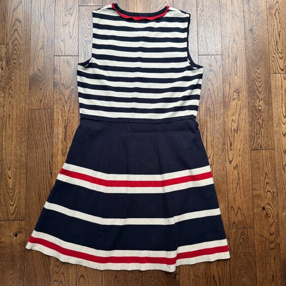Anne Klein Sleeveless Striped Fit & Flare Knit Dress XL Navy Red Nautical Preppy - Picture 10 of 11